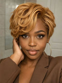 Pixie wig Lace front 13x4 honey wavy 100% Human Hair