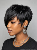 Ready to go full lace wig with bangs pixie straight 100% Human Hair