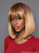Glueless wig Machine Made BOB 10 inch straight with bangs honey 100% Human Hair