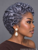 Pixie wig Lace closure 7x5 wig Salt and pepper 100% Human Hair