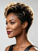 HD Lace front 13x4 Pixie cut Wig honey highlight