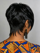 Easy to go machine made black pixie cut wig 100% Human Hair