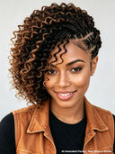 Full Lace wig brown highlight curly With Braided wig