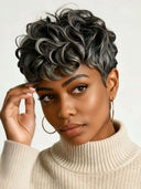 Salt and pepper pixie wig quick weave