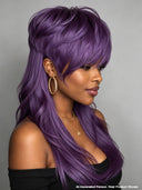 Mullet wig straight purple machine made 100% Human Hair