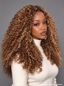 Feather Crochet Human Hair Extensions deep wave Brown with Honey Highlights invisible and comfortable 100% Human Hair