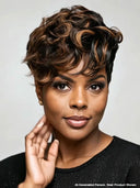 Lace front 13x4 Pixie wig quick weave brown highlight