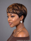 Ready to Go Glueless Wig pixie highlight straight Machine Made 100% Human Hair