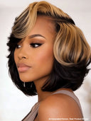 Pixie cut wig HD Lace front 13x6 wavy honey highlight for black woman 100% Human Hair