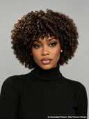 Machine Made Glueless wig curly wave with bangs brown 100% Human Hair