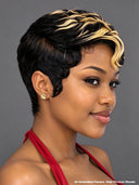 Glueless wig pixie Machine Made honey highlight water wave 100% Human Hair