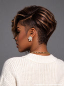 Full lace Pixie cut Wig side part honey 100% Human Hair