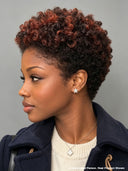 Pixie wig lace front highlight afro curly 100% Human Hair