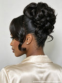 Lace Front updo Bridal Collection 20 Inch Body Wave Romantic Bun Natural Black #1B Virgin Human Hair