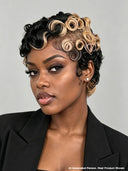 Lace front 13x4 pixie wig finger wave blonde highlight