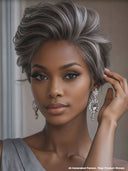 Pixie cut wig 5X5 Lace front Salt and Pepper 100% Human Hair