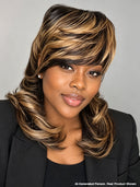 Mullet wig brown with honey highlight machine made 100% Human Hair