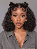 Pre-styled Updo 13x4 Lace Front Wig bob curly wave black 12 inch 100% Human Hair