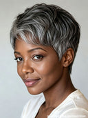 Pixie wig Glueless wig Salt and Pepper straight