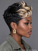 Pixie cut wig Lace front 13x6 quick weave blonde highlight 100% Human Hair