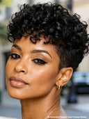Full lace wig pixie curly wave black 100% Human Hair