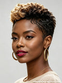 5x5 lace closure Wig Pixie cut honey highlight