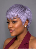 Glueless wig pixie straight purple 100% Human Hair