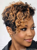 Full lace wig pixie curly wave black 100% Human Hair