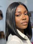 Straight bob 2X6 lace closure Natural Black 100% Human Hair