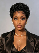 Lace front 13x4 pixie wig curly wave with baby Hair