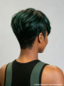 Full lace wig green Highlight Pixie side part
