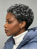 Machine made & lace front salt and pepper afro curly 100% Human Hair