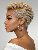 Full lace wig pixie cut finger wave for black woman
