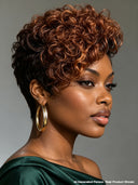 Lace front Pixie cut Wig brown highlight for black woman 100% Human Hair