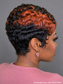 Glueless wig pixie cut wig finger wave highlight 100% Human Hair
