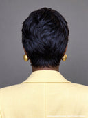 Machine Made straight pixie cut wig black 100% Human Hair
