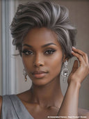 Pixie cut wig 5X5 Lace front Salt and Pepper 100% Human Hair