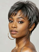 Pixie cut wig salt and pepper straight 100% Human Hair