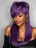 Mullet wig straight purple machine made 100% Human Hair