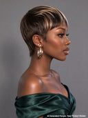 Glueless wig pixie cut wig cute Brown with Honey Highlights 100% Human Hair