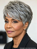 Salt and pepper Glueless wig pixie cut wig 100% Human Hair