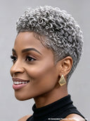 Gluelesse wig Pixie silver finger wave machine made