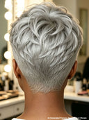 Pixie cut wig gray Salt and pepper Glueless wig 100% Human Hair