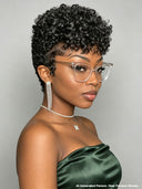 Full lace Pixie cut Wig Natural Black curly wave 100% Human Hair