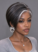 Lace closure 7x5 Wig salt and pepper straight pixie 100% Human Hair