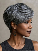 Lace closure 7x5 salt and pepper pixie cut wig side part