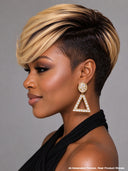 Lace front Wig pixie honey highlight for black woman 100% Human Hair