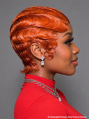 2 wigs pixie cut wig Easy to wear machine made water wave 2 color rouge & orange 100% Human Hair