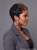 Ready to go Machine Made finger wave pixie wig chioma brown highlight 100% Human Hair
