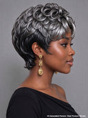 Silver Salt And Pepper collection Machine Made pixie cut wig 100% Human Hair